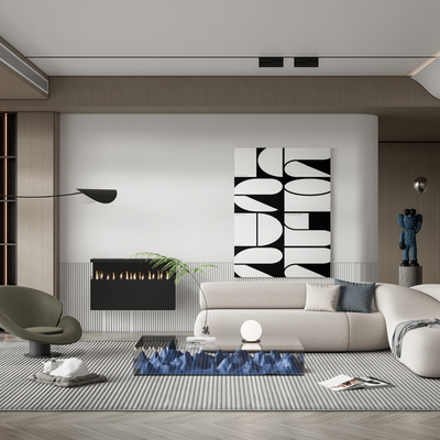 现代转角沙发组合su模型