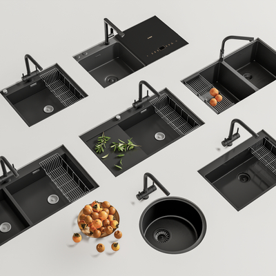  嵌入式水槽 洗菜盆su模型 