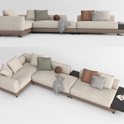 现代布艺转角沙发su模型