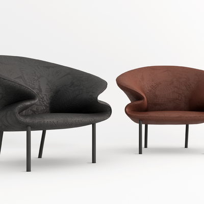 现代皮革休闲椅su模型