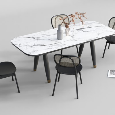 现代大理石餐桌椅su模型