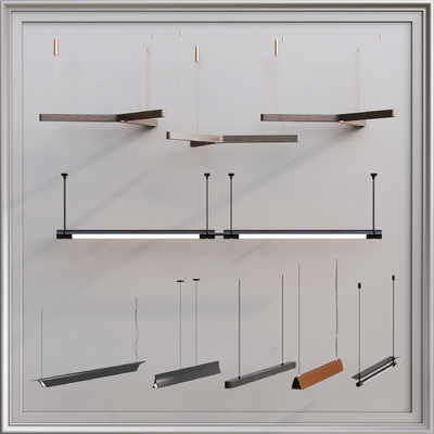  现代办公吊灯su模型 