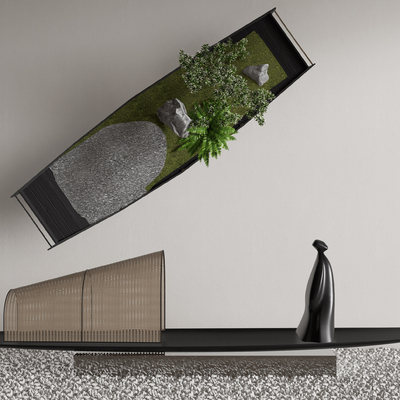 乌篷船雕塑 雕塑小品su模型