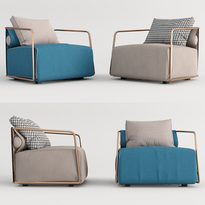 现代布艺单人沙发su模型