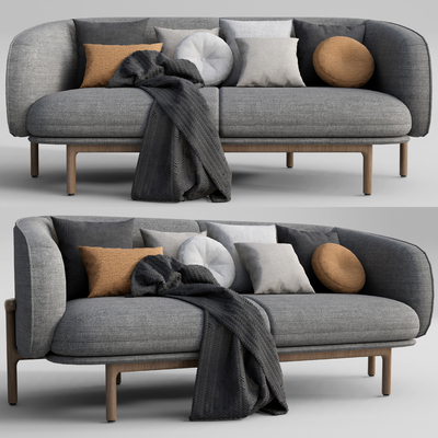北欧布艺双人沙发su模型