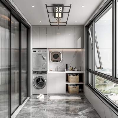  现代阳台su模型 