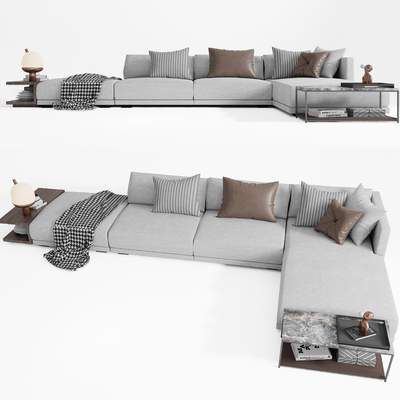 现代布艺转角沙发su模型