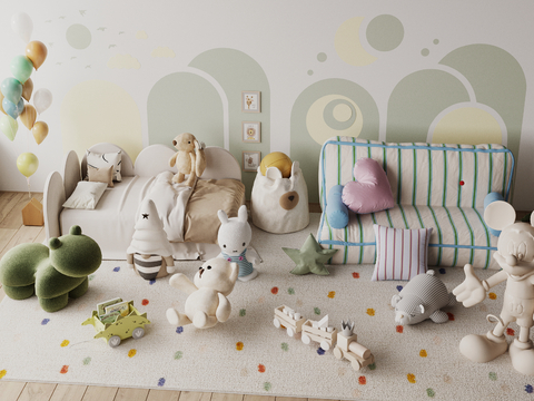  现代儿童娱乐室 玩具房 玩具 玩偶su模型 