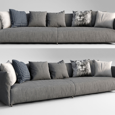 现代布艺多人沙发su模型