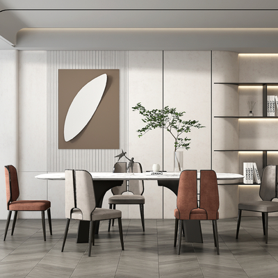 现代轻奢餐桌椅su模型