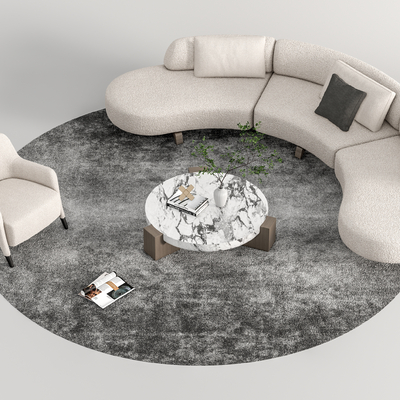 现代弧形沙发组合su模型