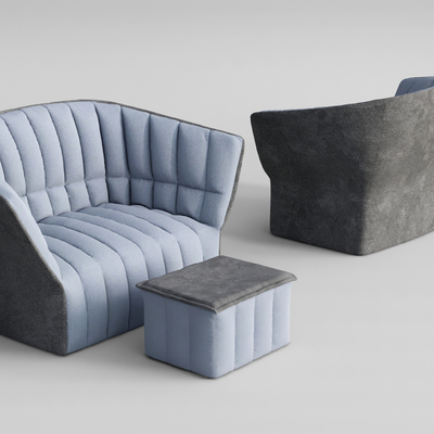 现代绒布单人沙发su模型