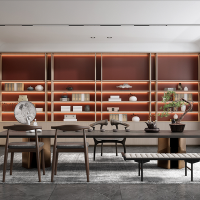 新中式茶室su模型