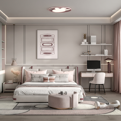 现代女孩儿童房su模型