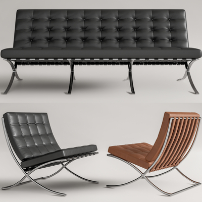 Barcelona 皮革沙发su模型