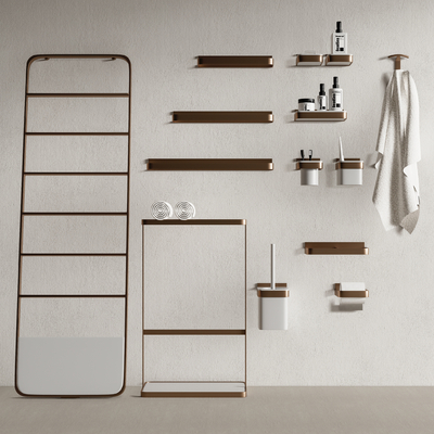 现代毛巾架置物架su模型