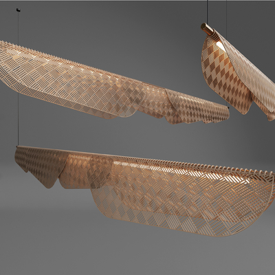 现代藤编吊灯su模型