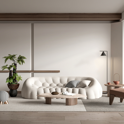 现代布艺沙发组合su模型