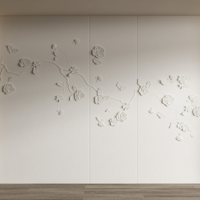 现代浮雕软包背景墙 护墙板su模型