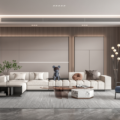 现代布艺沙发组合su模型