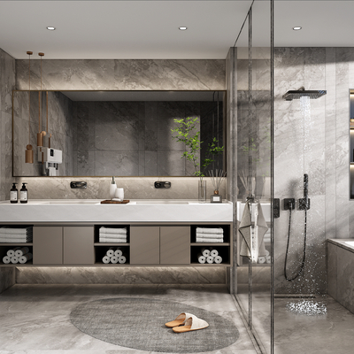 现代卫生间浴室su模型