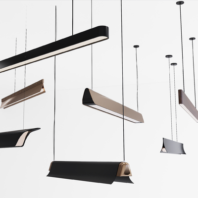 现代长条吊灯su模型