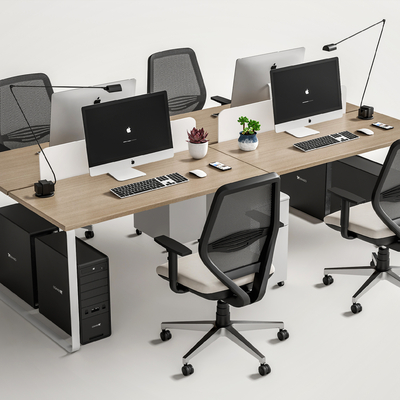  办公桌椅 员工办公桌su模型 