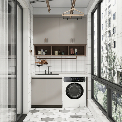  现代阳台su模型 