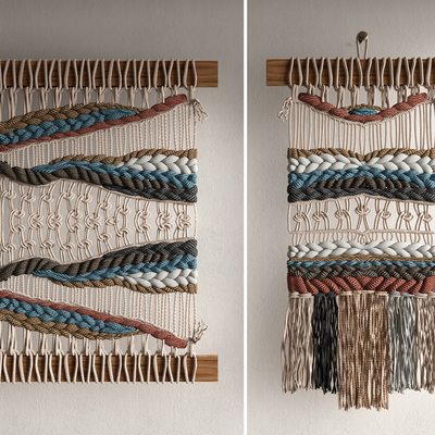 侘寂风编织墙饰挂件su模型