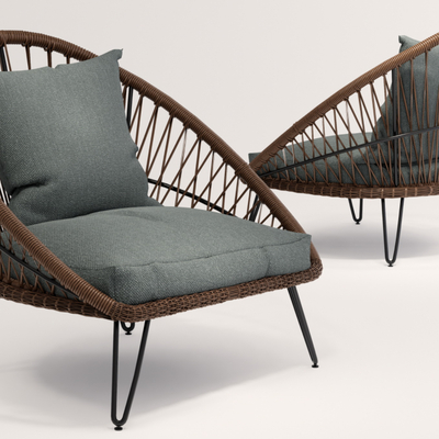 北欧藤编户外椅su模型