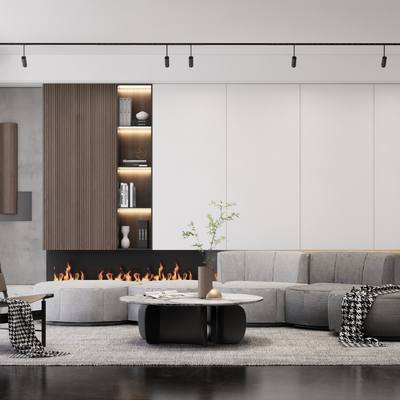 现代布艺组合沙发su模型