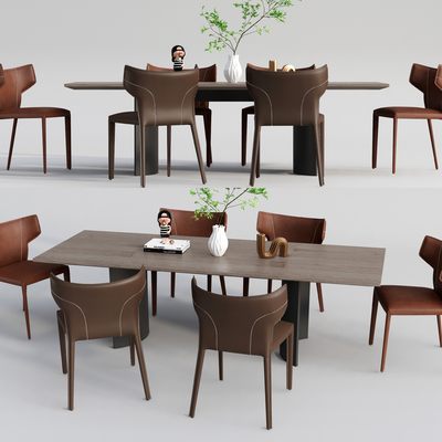现代实木餐桌椅su模型