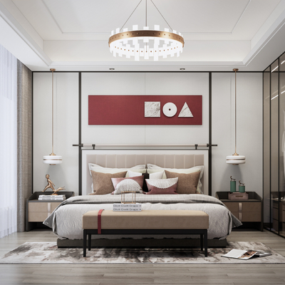 现代卧室su模型