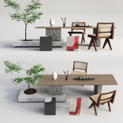 现代茶桌椅su模型