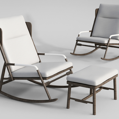  现代布艺躺椅su模型 