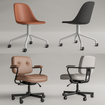  现代转椅 办公椅 职员椅su模型 