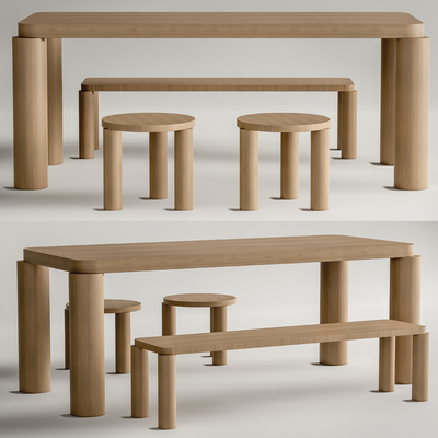 北欧餐桌椅su模型