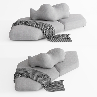 北欧布艺弧形沙发su模型