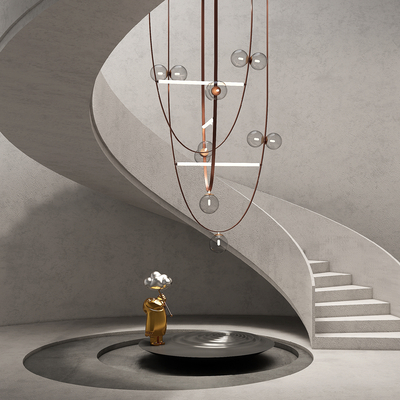 现代旋转楼梯su模型