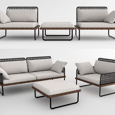 现代布艺沙发茶几组合su模型