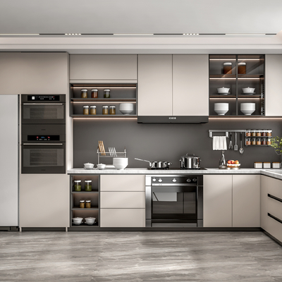  现代开放式厨房su模型 