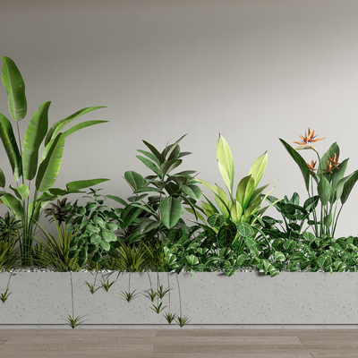  绿植花箱su模型 