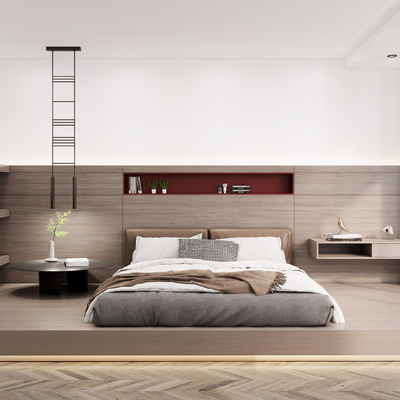 现代榻榻米卧室su模型