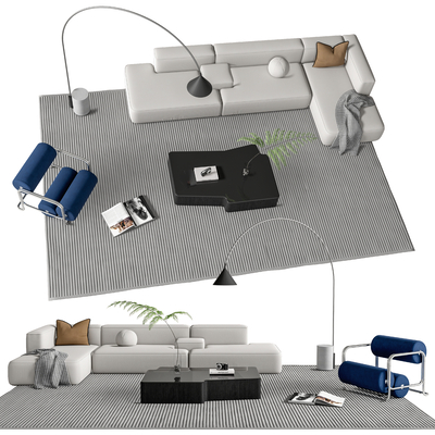 现代组合沙发su模型