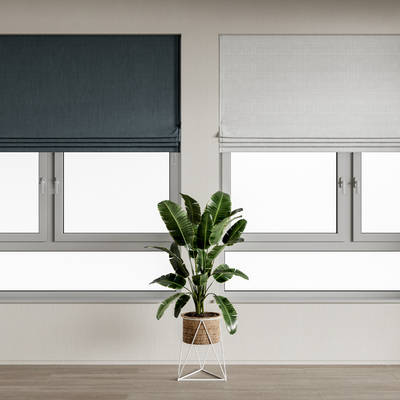 现代布艺窗帘卷帘su模型