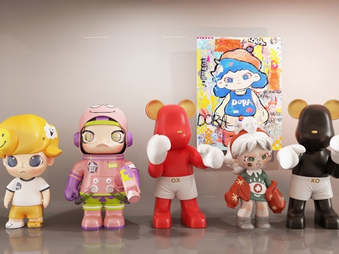  机器人雕塑摆件 玩具手办 公仔雕塑su模型 