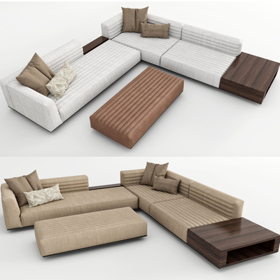 现代布艺转角沙发su模型