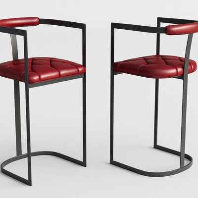 现代皮革吧椅su模型