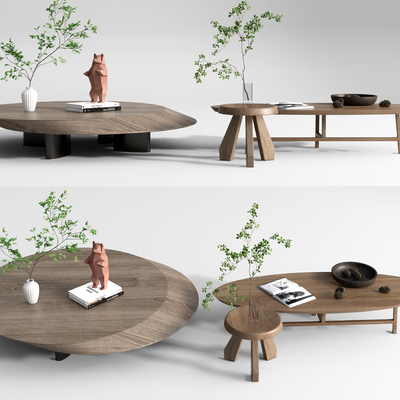 北欧原木茶几su模型