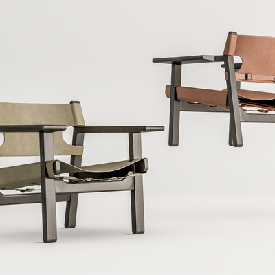 侘寂皮革休闲椅su模型